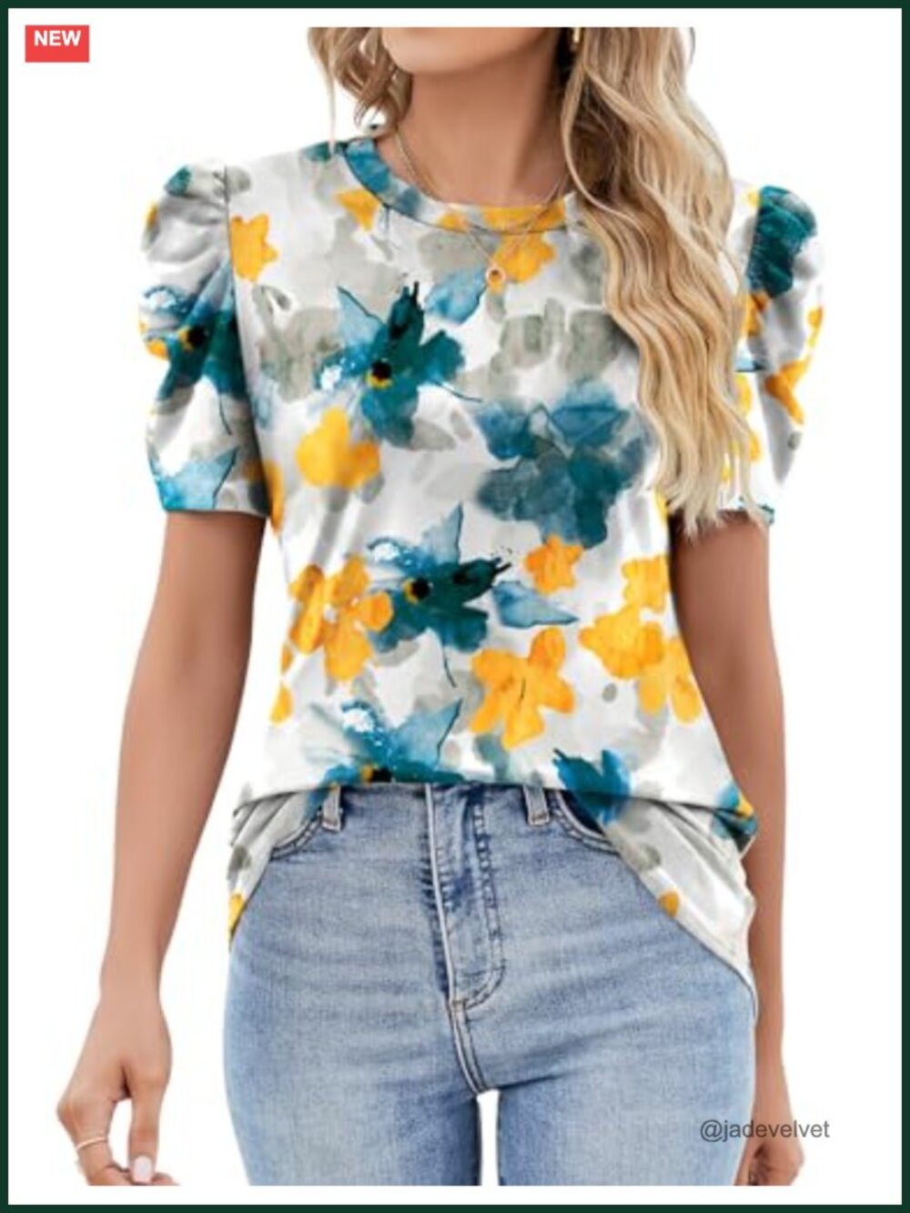 Ivicoer Puff Short Sleeve Eyelet Blouse Loose Fit Summer Top Crewneck